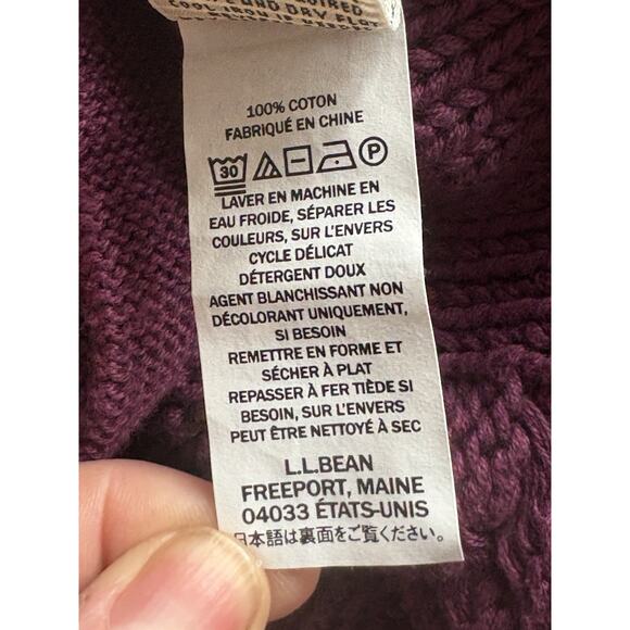 LL.Bean Double L Mixed Cable Funnelneck Sweater - Small - Plum, Thick Warm Knit - Picture 11 of 13